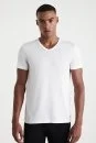 Beyaz V Yaka Basic T-Shirt - Thumbnail