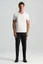 Beyaz V Yaka Basic T-Shirt - Thumbnail