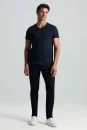 Lacivert V Yaka Basic T-Shirt - Thumbnail