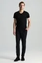 Siyah V Yaka Basic T-Shirt - Thumbnail