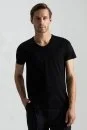 Siyah V Yaka Basic T-Shirt - Thumbnail