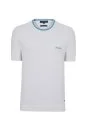 Yaka Detaylı Nakış Logolu Beyaz Triko T-Shirt - Thumbnail