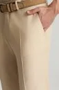 Yazlık İnce Yün Mikro Desenli Bej Chino Pantolon