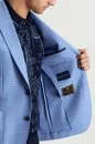 Yün-İpek-Keten Karışım Açık Mavi Blazer Ceket
