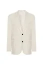 Yün-İpek-Keten Karışım Beyaz Blazer Ceket