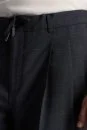 Yün Karışımlı Bağcık Detaylı Koyu Mavi Chino Jogger Pantolon - Thumbnail