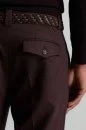 Yün Kaşmir Kahverengi Flanel Chino Pantolon - Thumbnail