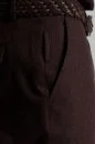 Yün Kaşmir Kahverengi Flanel Chino Pantolon - Thumbnail