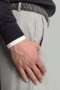 Yün Kaşmir Karışım Açık Gri Flanel Chino Pantolon - Thumbnail