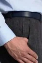Yün Kaşmir Karışım Antrasit Ekose Desenli Flanel Pantolon - Thumbnail