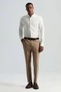 Yün Kaşmir Karışım Camel Flanel Chino Pantolon - Thumbnail