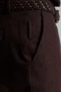 Yün Kaşmir Karışım Kahverengi Flanel Chino Pantolon - Thumbnail