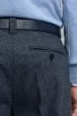 Yün Kaşmir Karışım Koyu Mavi Chino Flanel Pantolon - Thumbnail