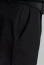Yün Kaşmir Karışım Siyah Flanel Chino Pantolon - Thumbnail