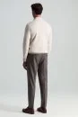 Yün Kaşmir Karışım Vizon Rengi Flanel Chino Pantolon - Thumbnail